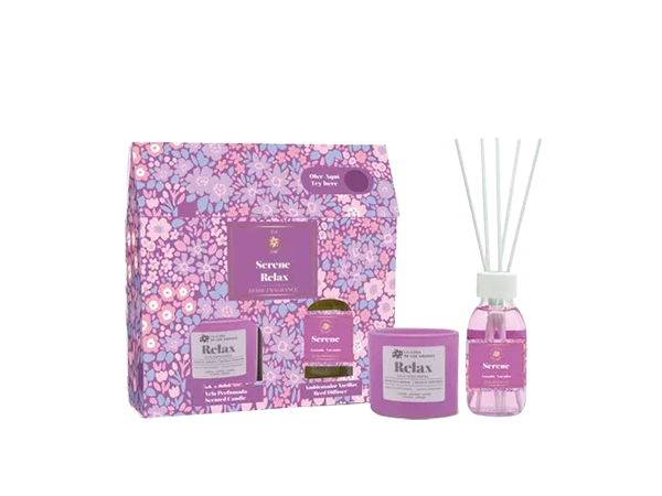 Подаръчен ароматен комплект с лавандула Aromas Serene Relax Лавандула (дифузер 95 мл. + свещ 90 гр.) - La Casa de los Aromas Подаръчен ароматен комплект с лавандула Aromas Serene Relax Лавандула (дифузер 95 мл. + свещ 90 гр.) - La Casa de los Aromas